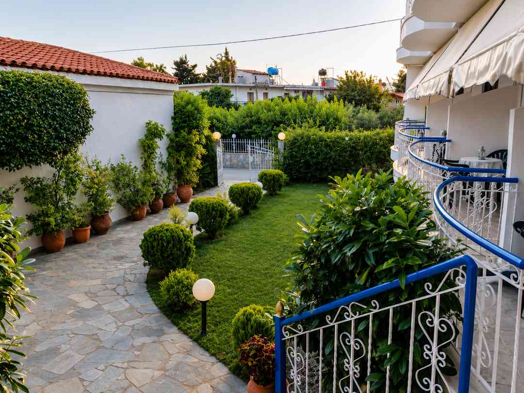 Garden pathway in the grounds of Leventis Apartments